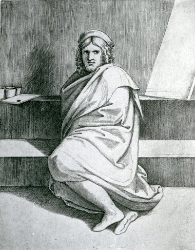 Raphael in a Cloak by Marcantonio Raimondi